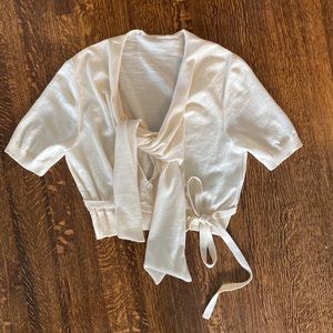 Cute Red Valentino women's (Italian) Cream Tie Sweater Shirt Top Sz 42